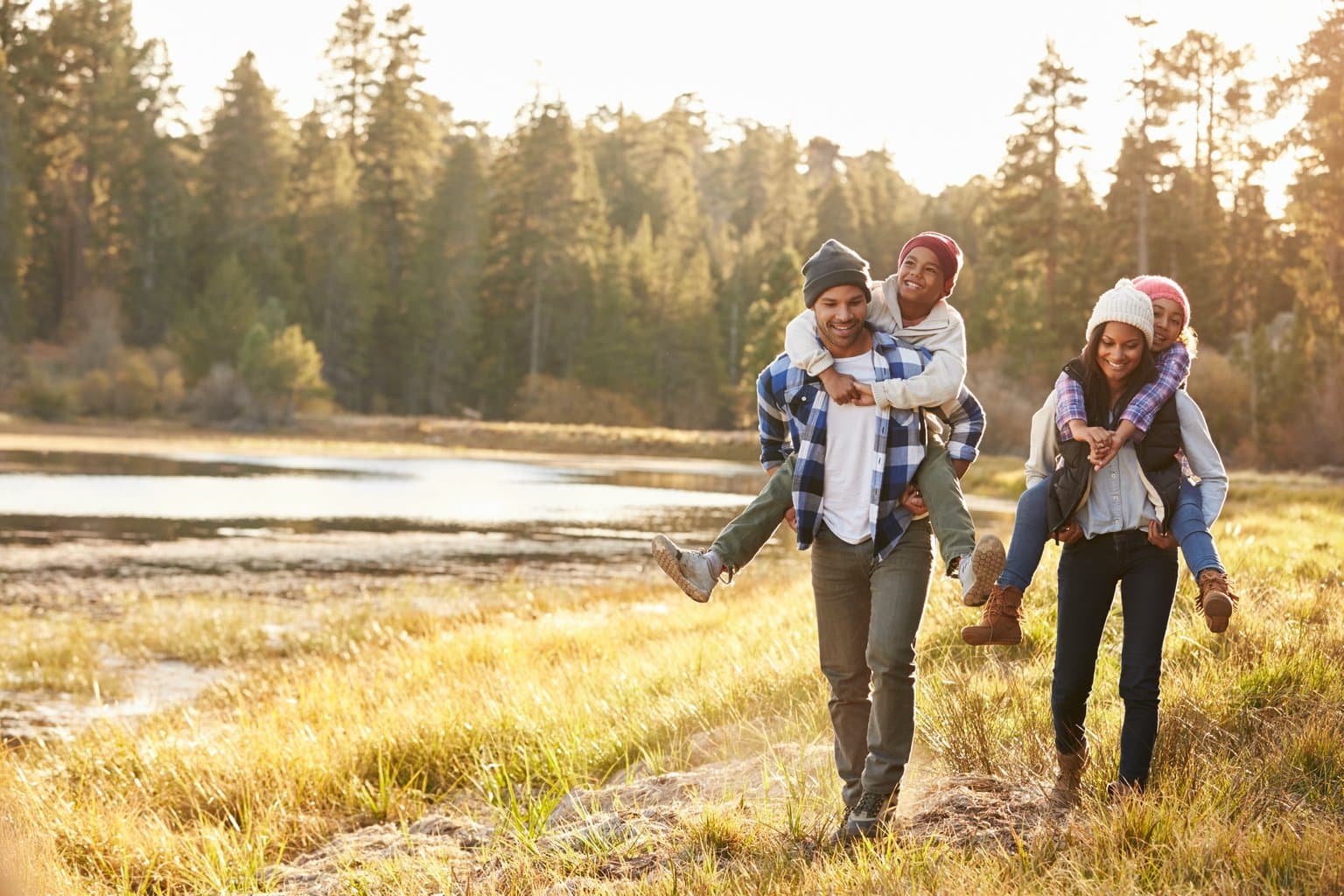 Family outdoors together